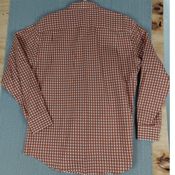 Johnston & Murphy Tailored Fit Shirt Mens Large Orange/White Checkered Casual - Picture 7 of 13